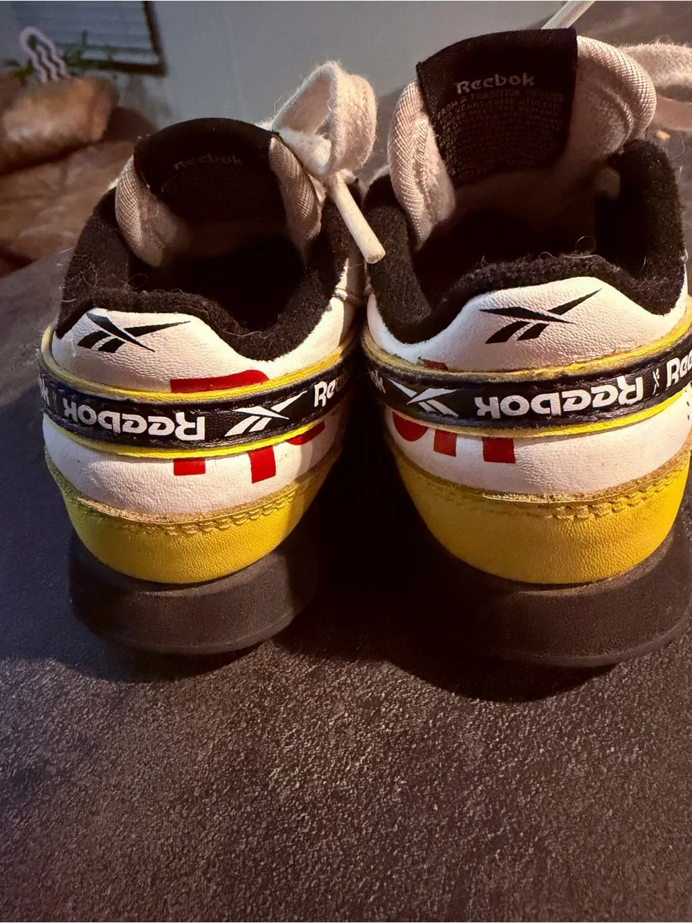 Reebok Kids White, Black & Yellow Retro Sneakers
